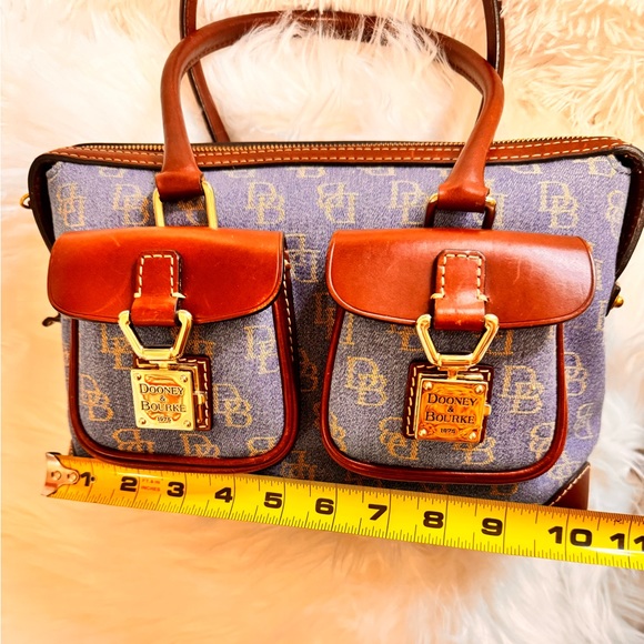 Vintage Dooney & Bourke Small Double Pocket Monogram Doctor Bag Satchel - Picture 12 of 16